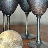 Set of six hammered metal stemmed glasses