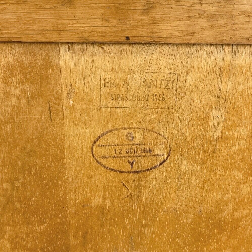 Pair of bedside tables blond wood and vinyl Jantzi 1966