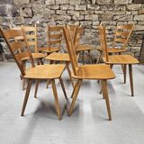Lot of 8 country bistro chairs from the 1970s