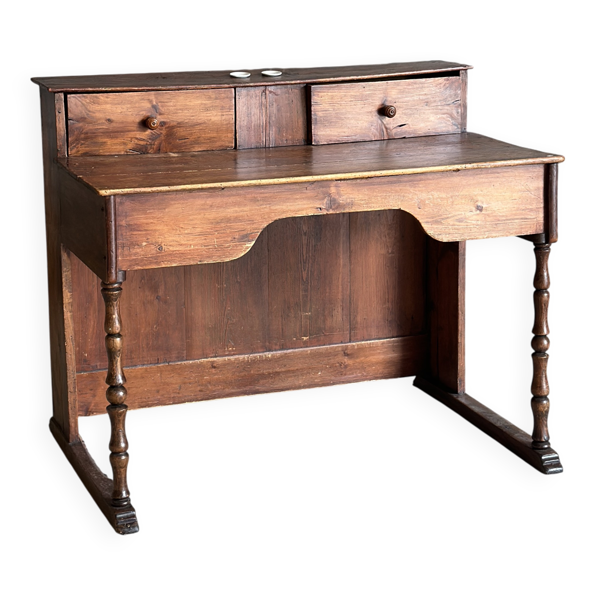 Old tiered counter desk, handcrafted from solid wood.