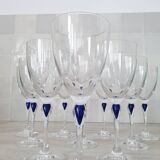 10 Crystal d'Arques glasses model Venice Sapphire blue