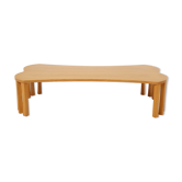 Table basse signé de Vincent Poujardieu forme libre en chêne 1992