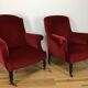 Paire de fauteuils crapaud Napoléon III en velours rouge