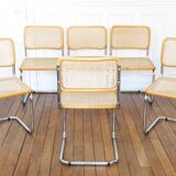6 Cesca B32 Breuer Chairs Made in Italy - Canework of the seats redone