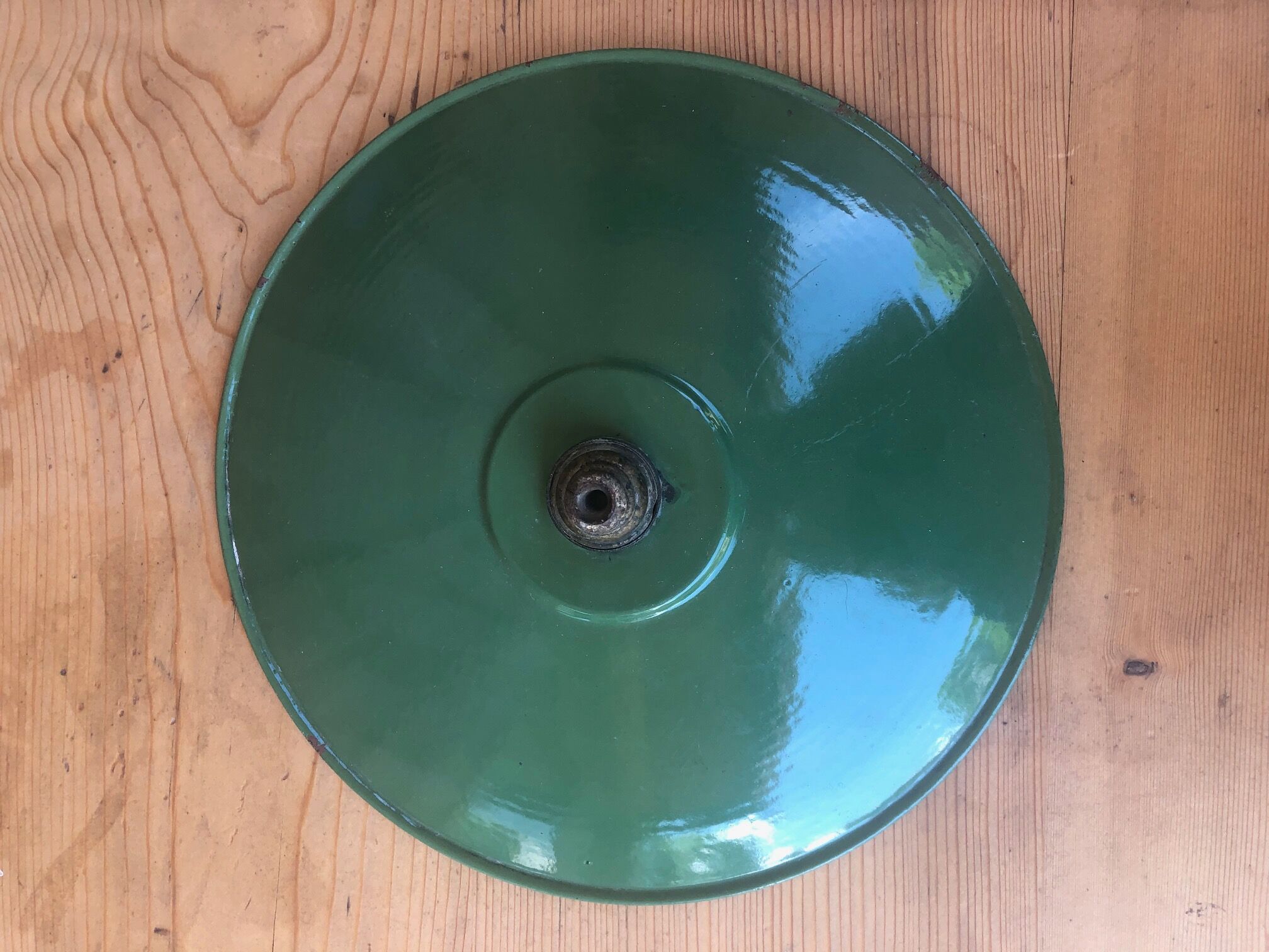 Duo de suspension gamelle industrielle en tôle emmaillée verte