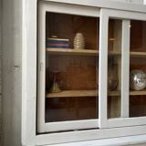 Library showcase ivory white sliding doors