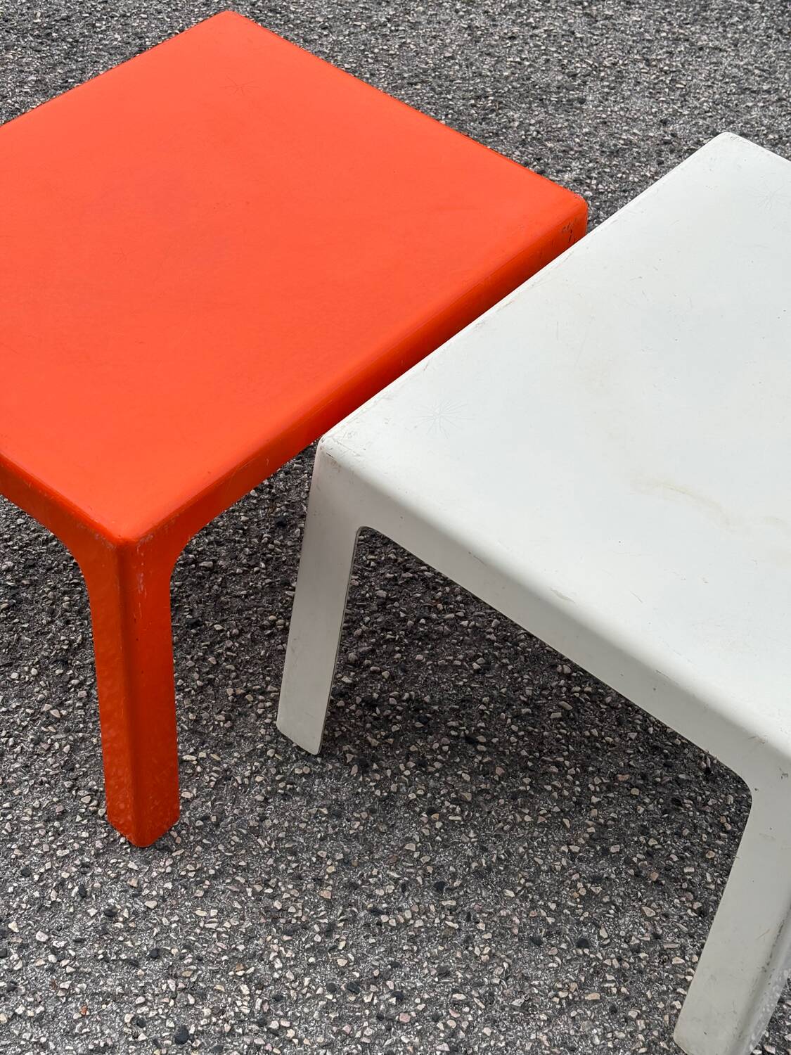 Pair of Space Age fiberglass coffee tables, Circa 1970