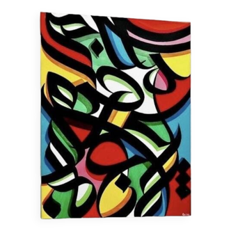 Original acrylic and spray paint canvas - "Lettering Style" - Belzac