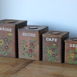 4 vintage wooden spice boxes 70s