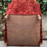 Pair of Art Deco club armchairs in burgundy red velvet, 1930s