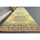 1970s Turkish Oushak Handmade Wool Cotton Yellow Runner 81x362