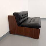 Vintage sofa bed bench with integrated lighting, Italian design Beka Tortuga, in skai, fiber