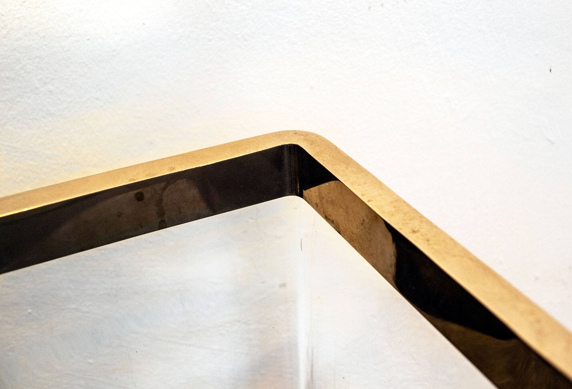 Glass vase with gilded metal frame Italy 70s