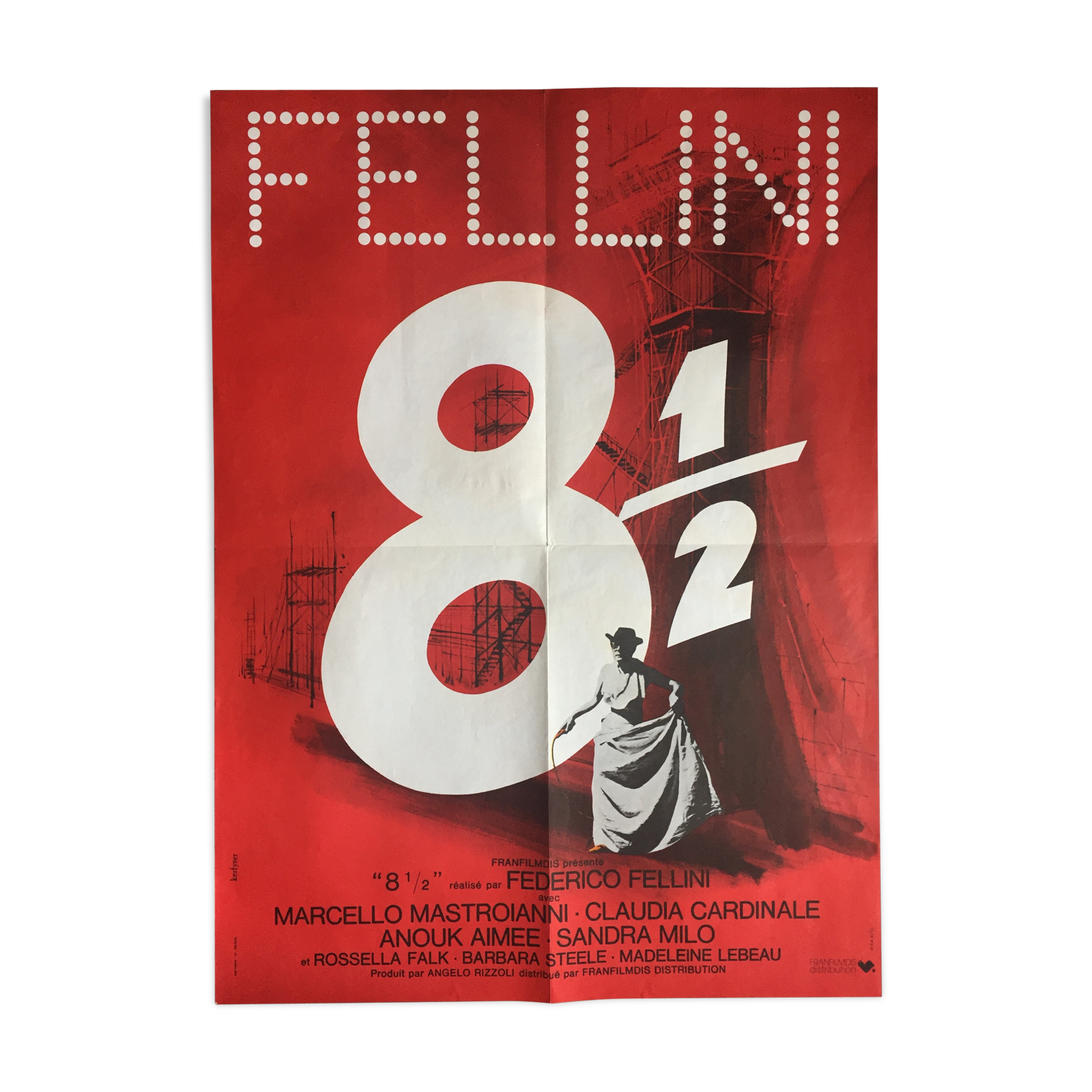 Poster "Eight and a half" Federico Fellini, Marcello Mastroianni 60x80cm 70's