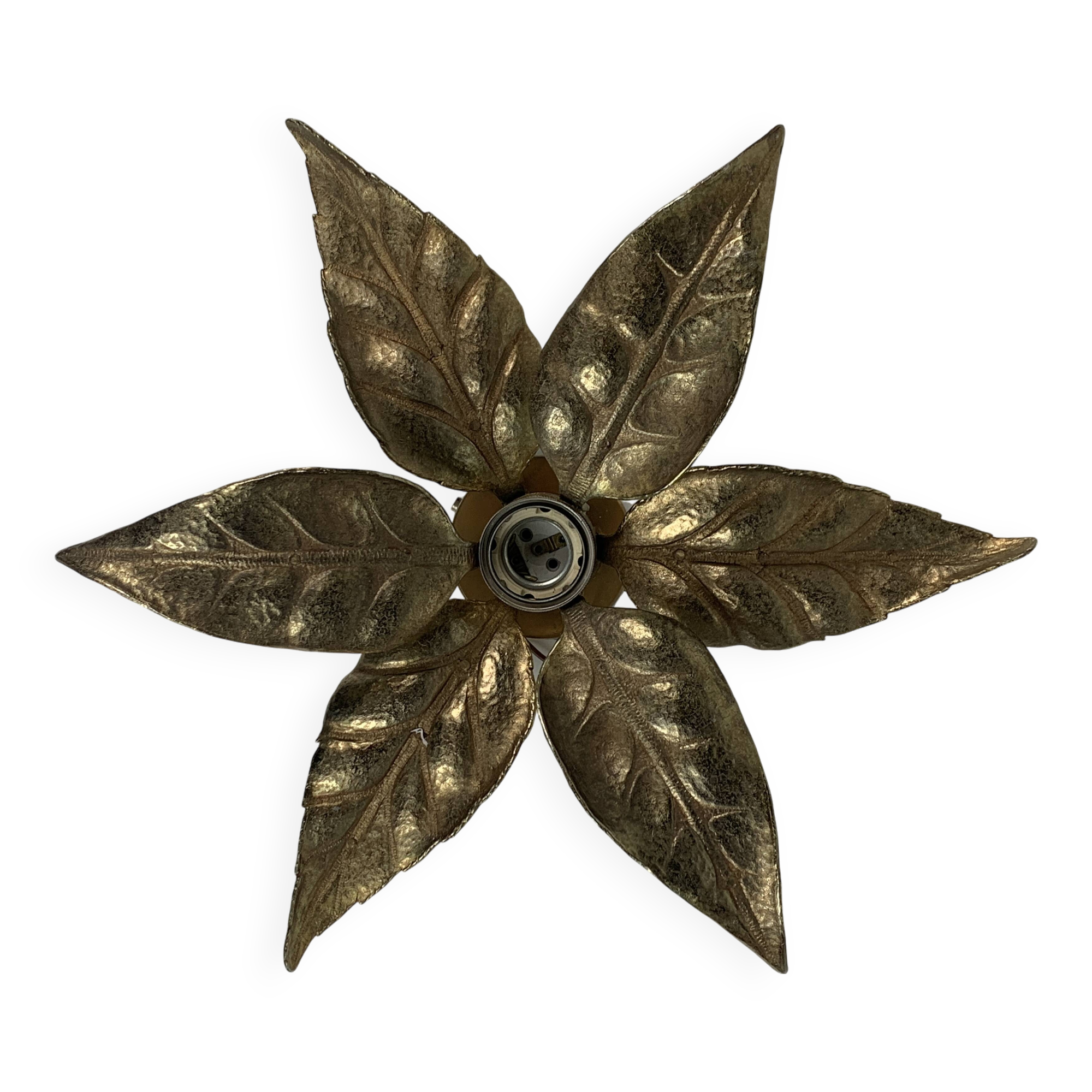 Florentine floral brass wall sconce by Willy Daro for Massive Lighting, Belgium