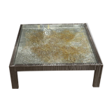 Rare Jenkell, also known as "Jenk" - Unique signed coffee table in metal, glass and inset canvas