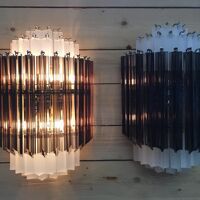 Sanblasted and fume’ “triedro” murano glass wall sconce