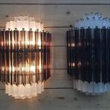 Sanblasted and fume’ “triedro” murano glass wall sconce