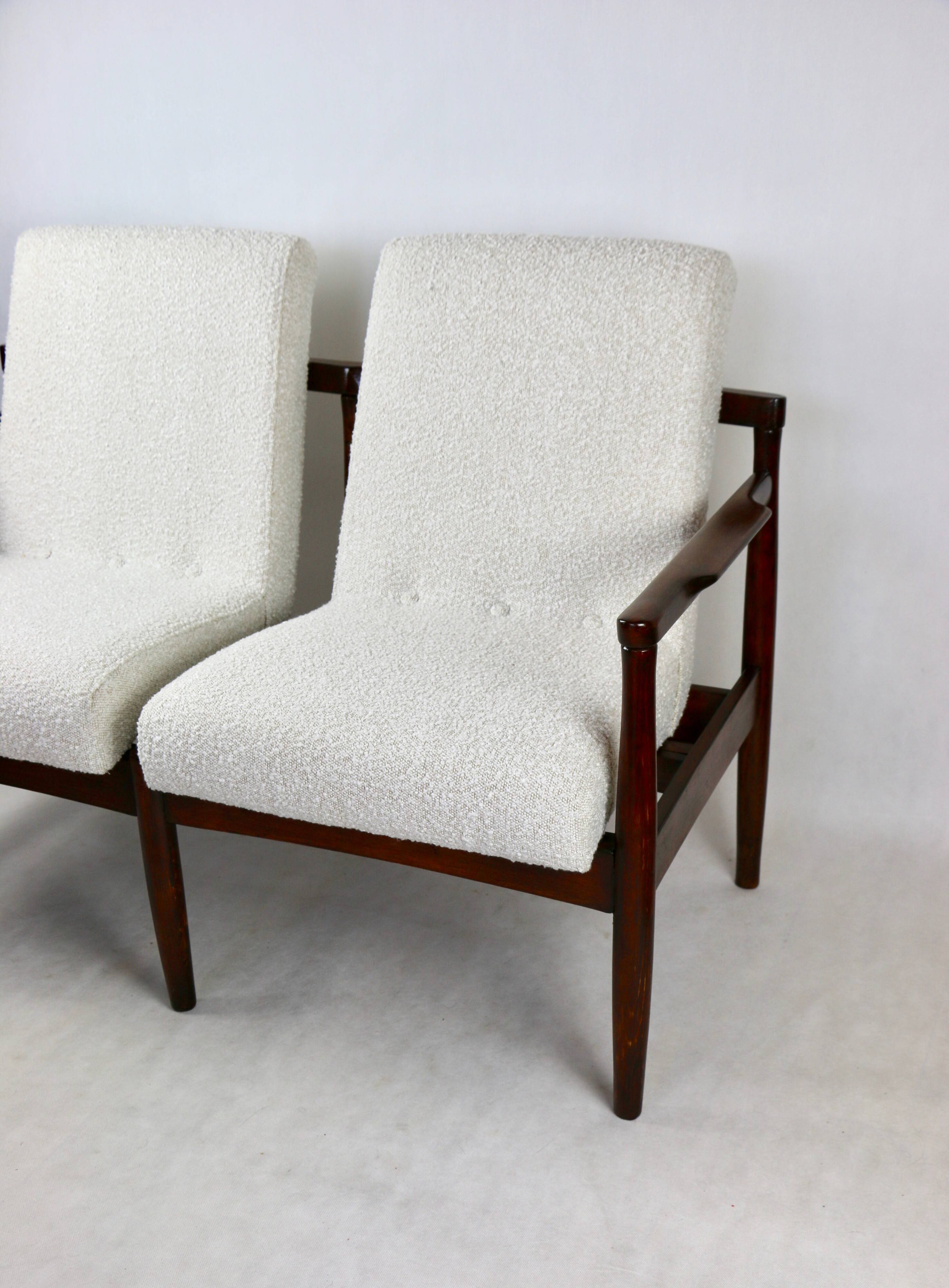 Beautiful vintage double sofa bench from the 70s - ivory boucle