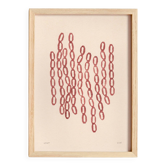 Abstract painting on paper, dark red illustration signed Eawy.