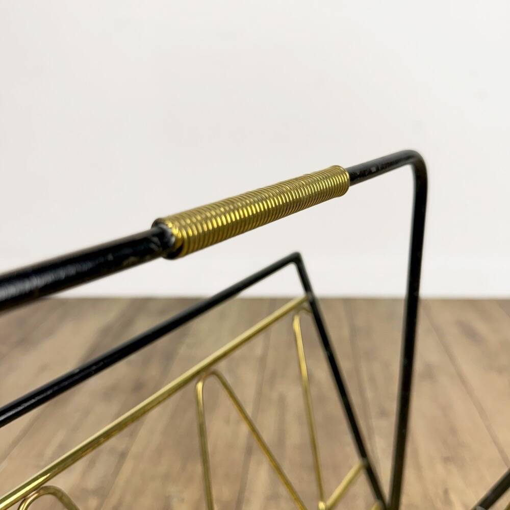 Graphic metal and brass magazine rack