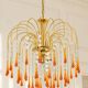 Vintage chandelier with amber pendants, Murano style.