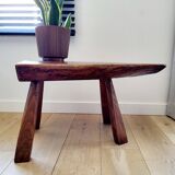 Banc ou table d'appoint en bois massif de tronc d'arbre, style brutaliste, 1960