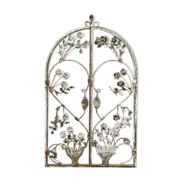 Exceptional antique French forged metal wall window panel