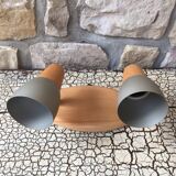 Vintage double wood and brushed metal applique