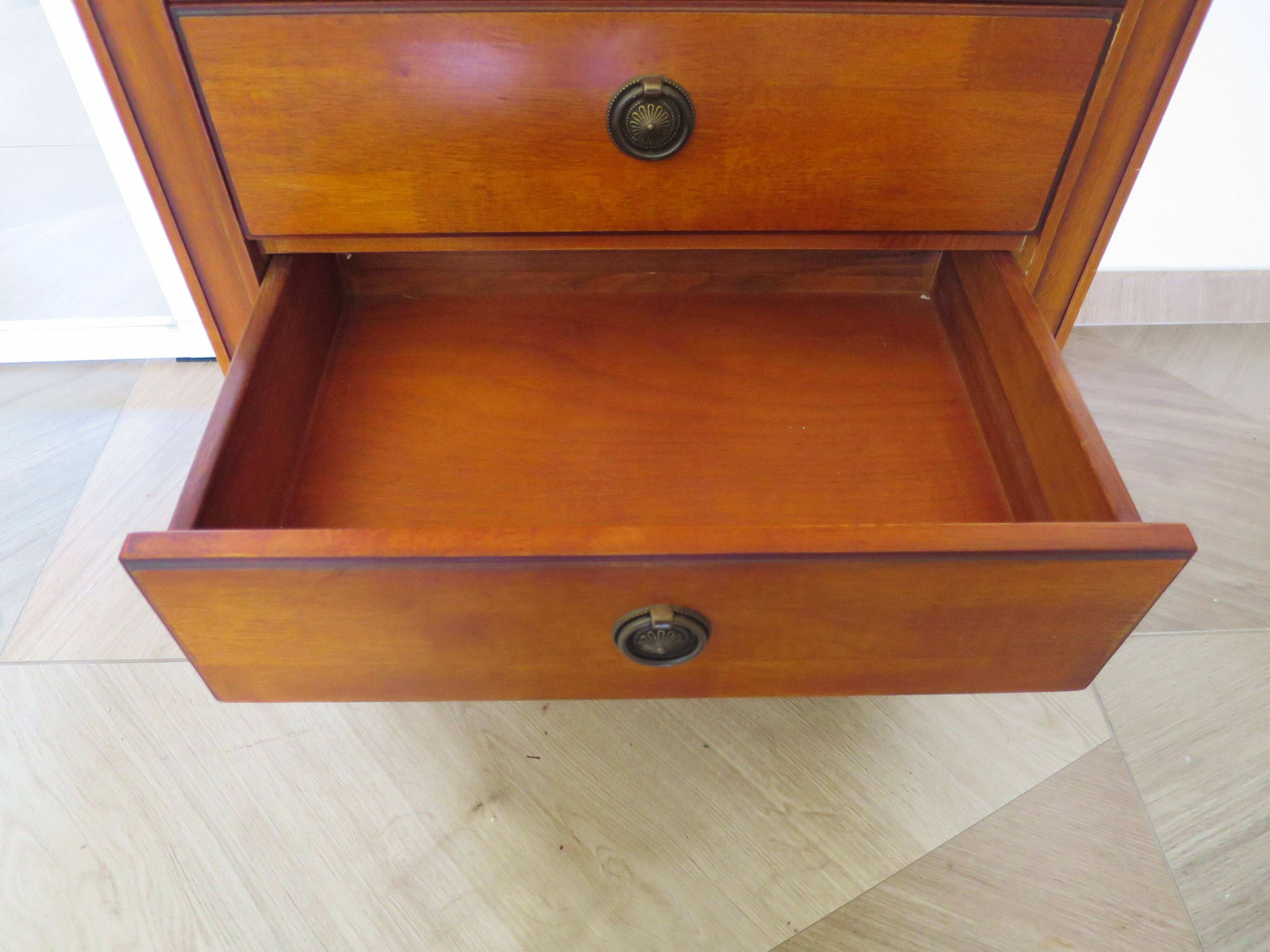 Semainier-Commode- 7 tiroirs-merisier-Style Louis Philippe-Pieds trapèze