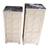 2 Old Marble & Repainted Wood Chests of Drawers