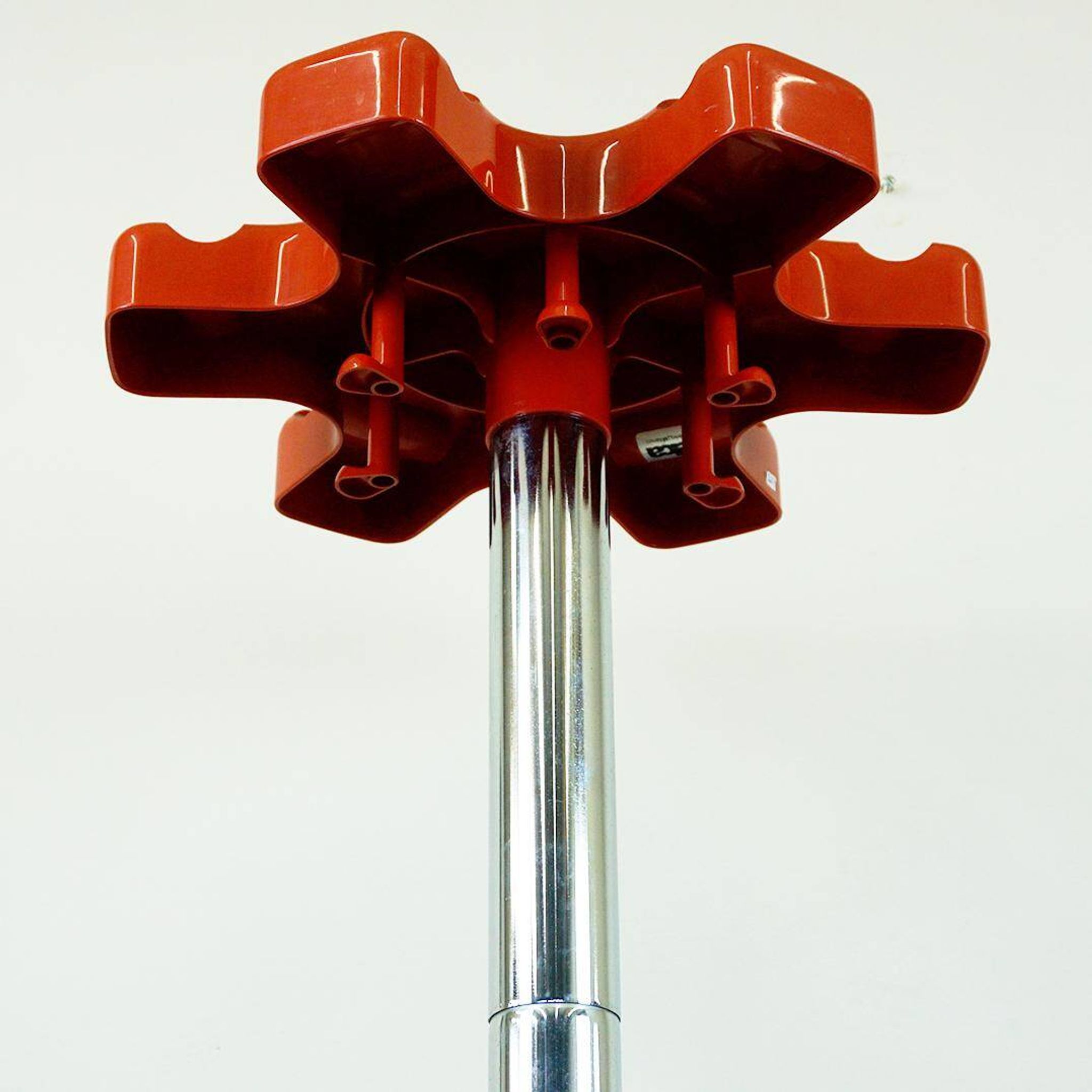 Red plastic and chrome coat rack VIP by Lucci and Orlandini for Velca Italy
