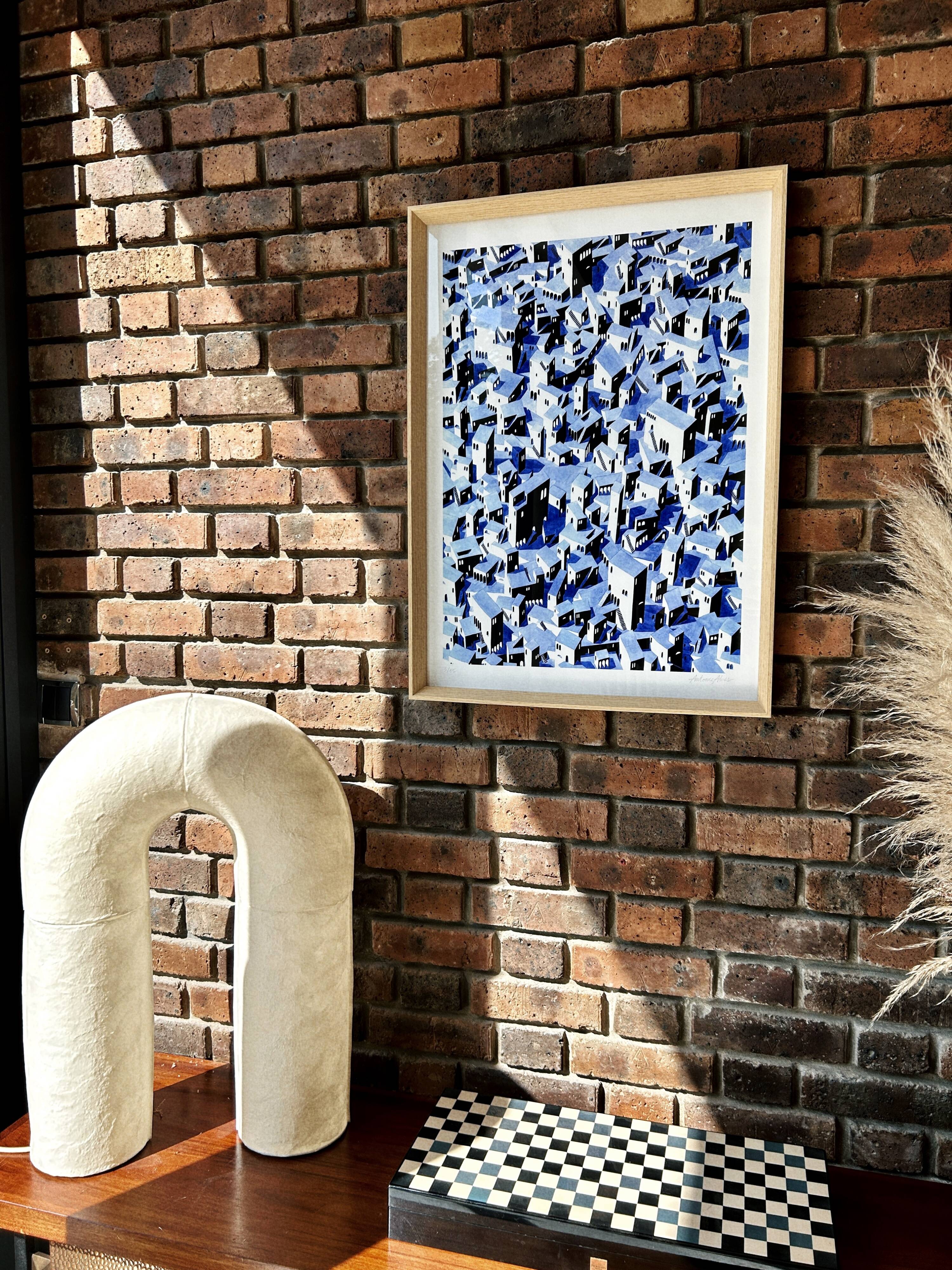 Art print, limited edition - Reproduction of a watercolor in Indian ink by the artist A. Alves