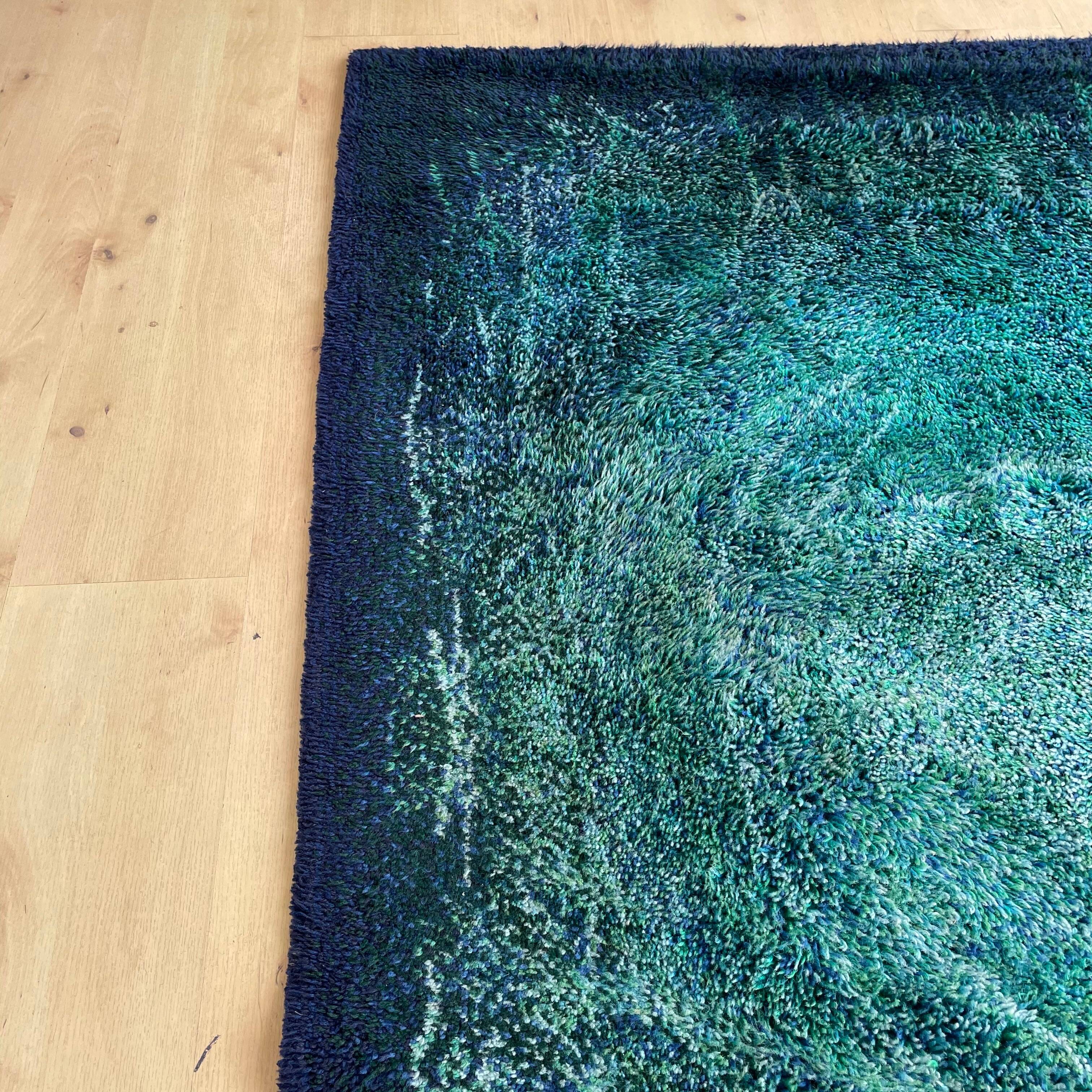 Large "space design" multi-color high pile rya rug by desso netherlands, 1970