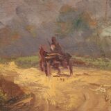 Italian landscape painting signed B. Ferrari from the 30s