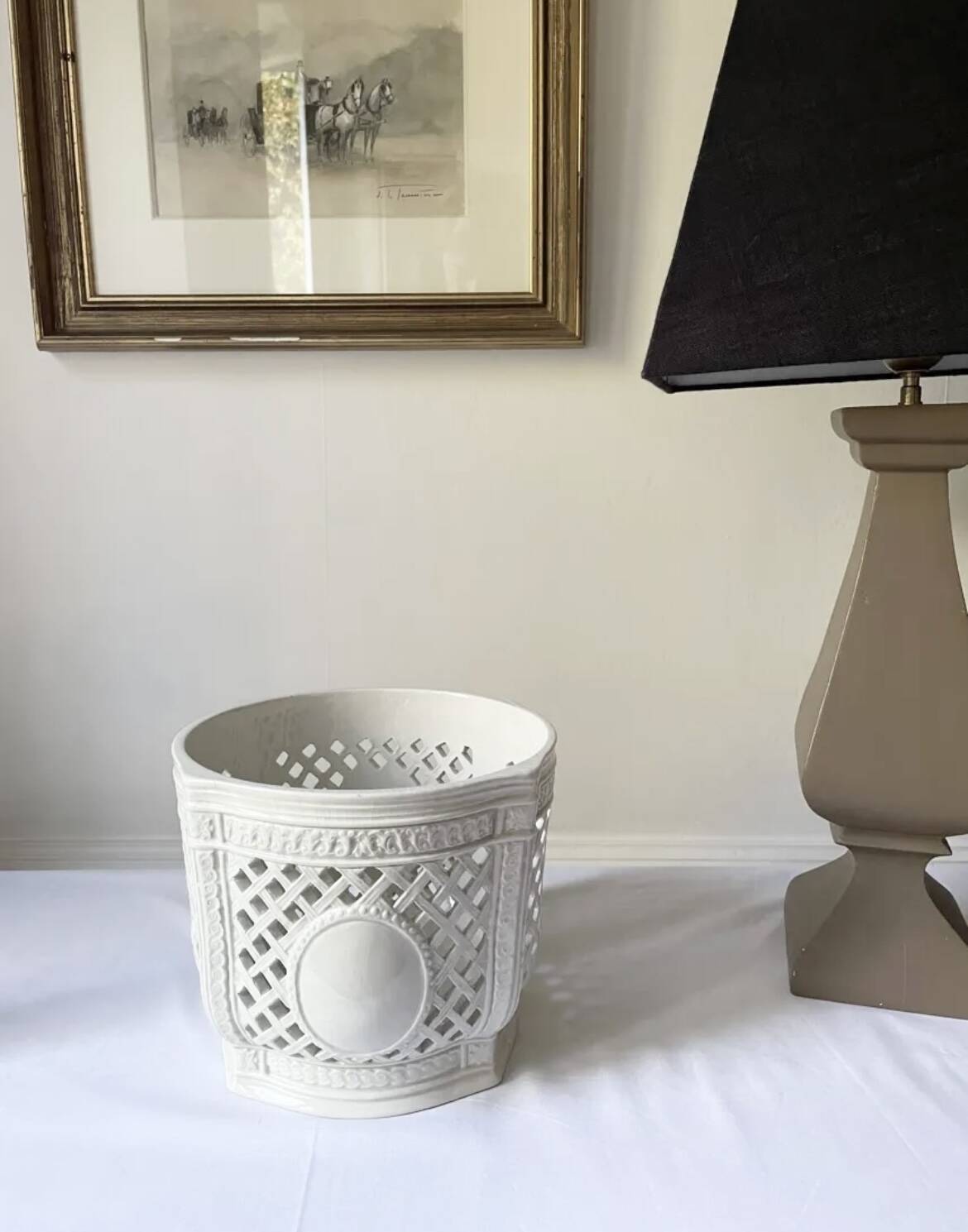 Openwork planter in Italian earthenware