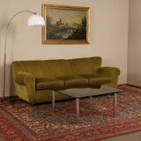 Vintage 3-seater velvet sofa, 1950s design, needs restoration, original