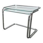 Tables gigognes en verre Espace âge du milieu du siècle, années 1960, ensemble de 2