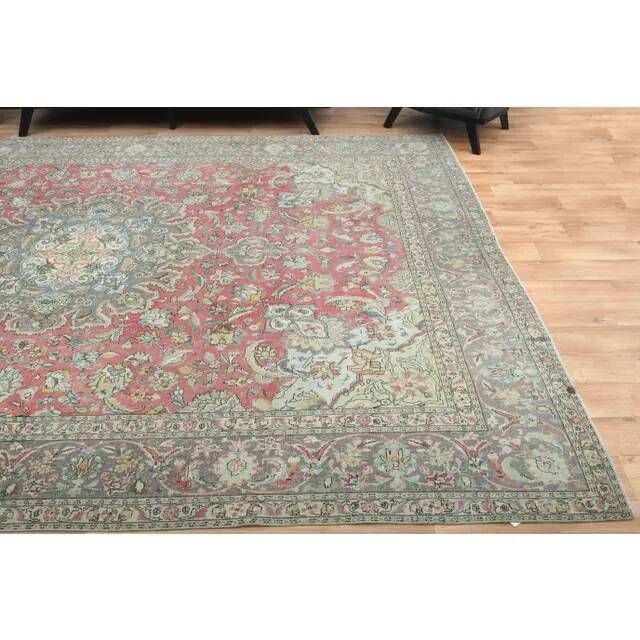 1970s Vintage Persian Handmade Wool Red Area Rug 296x391