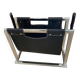 Chrome metal and leather magazine rack