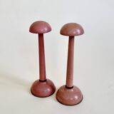 Pair of antique wooden hat stands