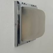 Modernist wall lamp, chrome-plated metal and sandblasted glass, France 1930