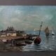 Oil on panel marine scene signed 20th century gilt leaf frame