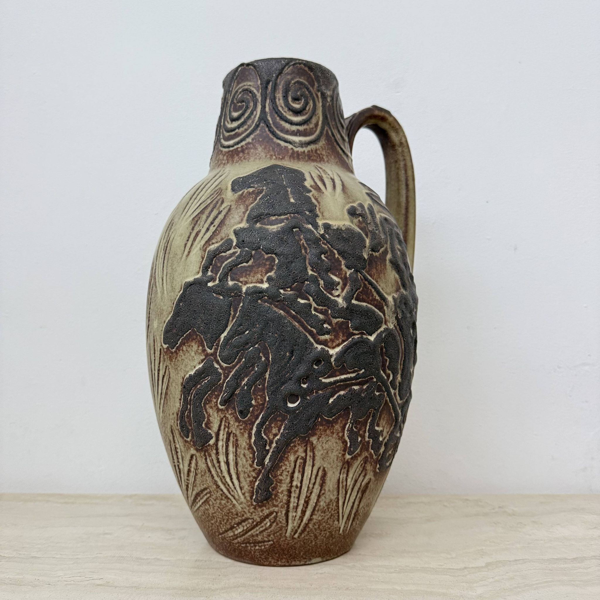 Vase vintage Scheurich d'Allemagne de l'Ouest à décor de chevaux, années 1970