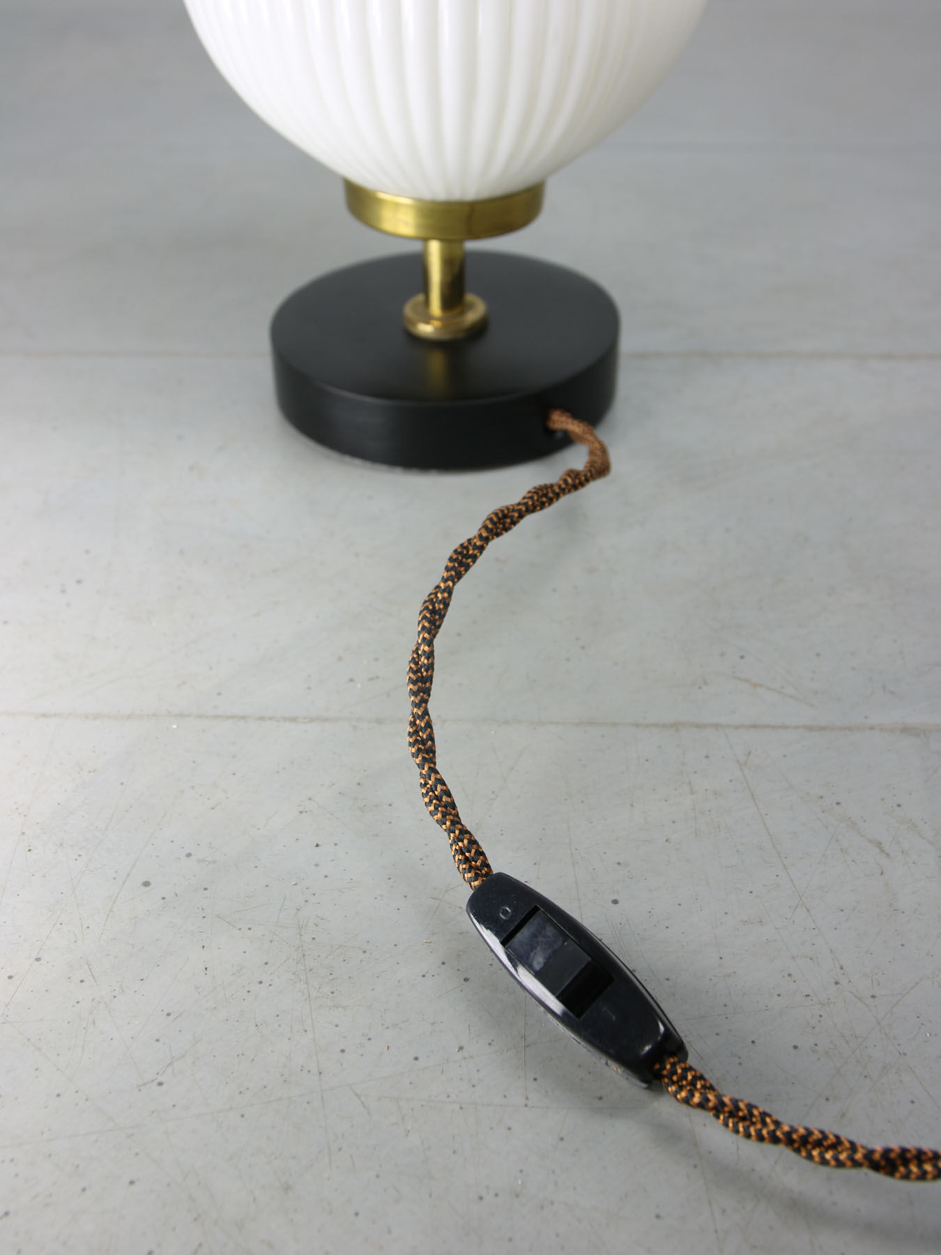 Mid-century brass & opaline table lamp