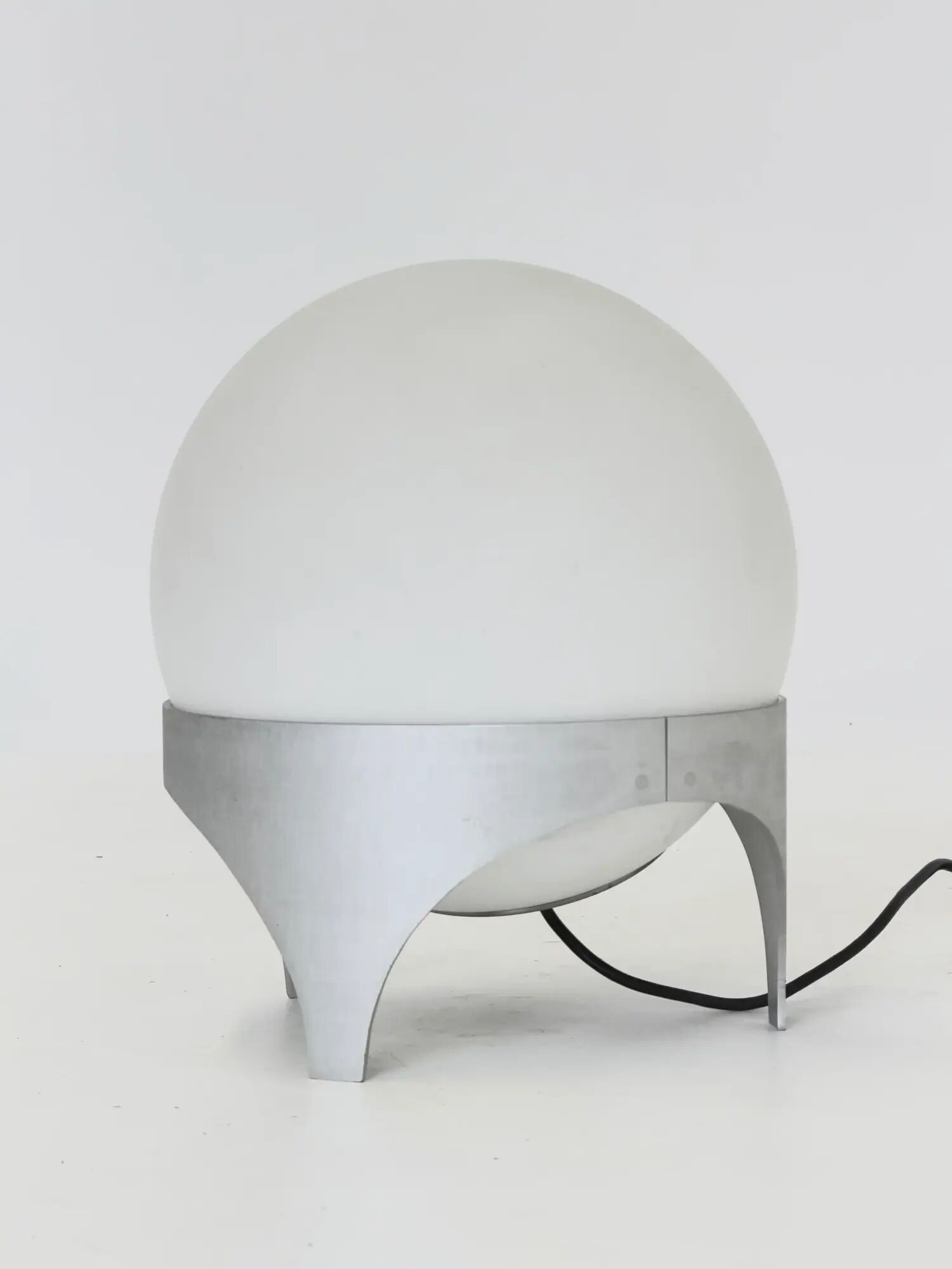 Vintage Space Age table lamp with glass globe and aluminium base