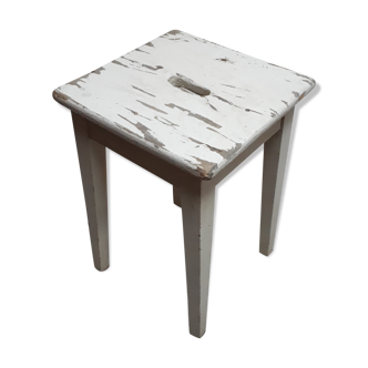 Tabouret d'atelier bois blanc vintage 1960