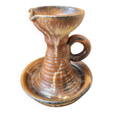 Brutalist wabi-sabi stoneware candle holder vintage 1960s