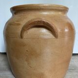Brown stoneware jar pot