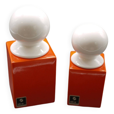 Pots Spagnolo pour Sicart 2 orange et blanc 1970s